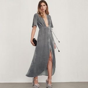 Reformation Bordeaux velvet wrap dress Omen sz S